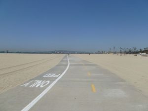 The 3.2-mile beach trail has a separated pedestrian lane for smoother travel. 
