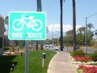 The pretty Indian Wells bike trail along Hwy 111 is a great connector between Palm Desert and La Quinta.