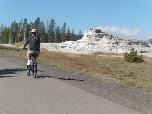 Yellowstone National Park's main paved bike trail near Old Faithful is not all that long, but can be extended via dirt  paths to other areas. 