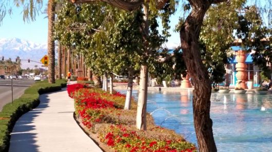 A pathway past The River dining/entertainment complex in Rancho Mirage. 