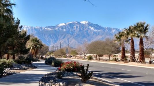 Along Frank Sinatra Dr in Palm Desert choose between a lovely landscaped ped/bike path or an ample bike lane. 